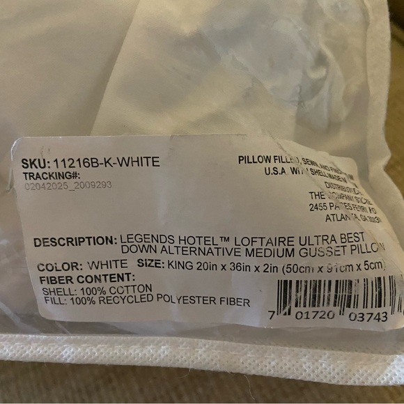 The Company Store Down Alternative Premium Pillow - Gusseted, Medium, King - Picture 4 of 4